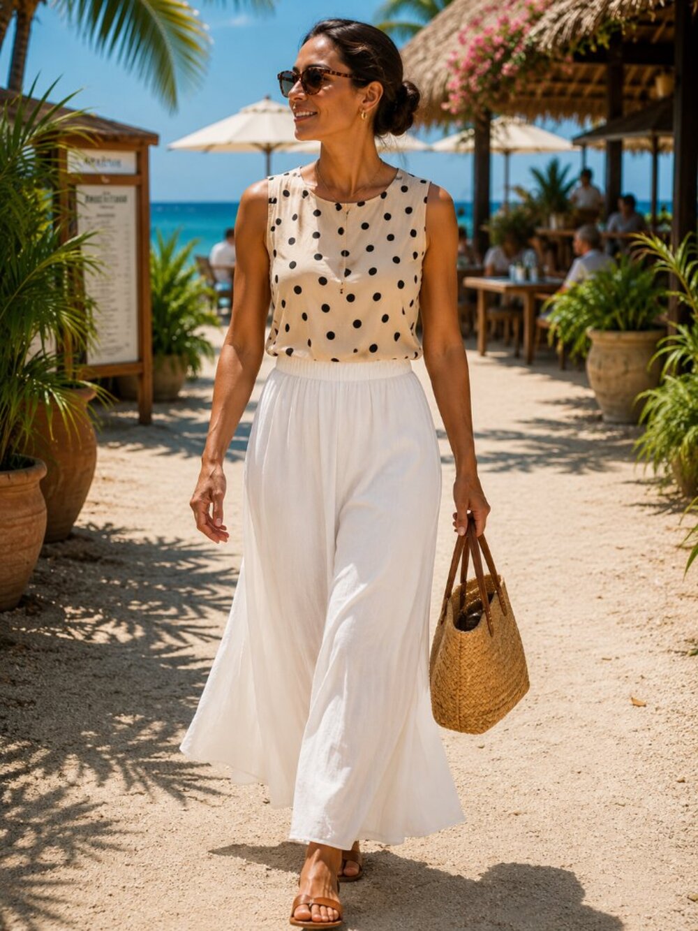 Stylish Sleeve less polka dot Blouse